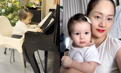 Con gái lai Tây nhà Lan Phương 9 tháng tuổi đã độc tấu piano, dáng vẻ cực yêu ai cũng khen có khiếu