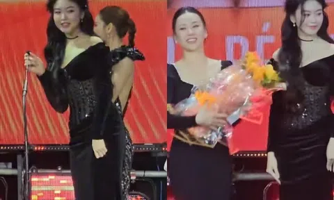 Con gái Quyền Linh phản ứng khéo léo khi gặp sự cố lúc trao giải thưởng cho Phương Oanh, dân tình khen ngợi hết lời
