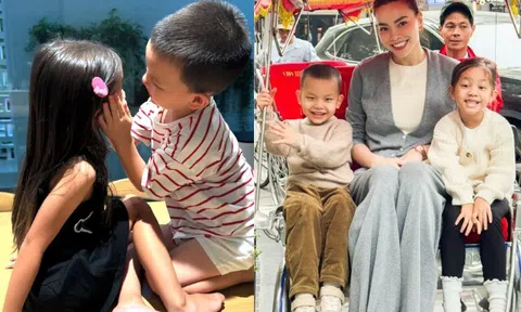 Đoạn clip dài 1 phút gây sốt của cặp sinh đôi nhà Hà Hồ, Lisa Leon có hành động khiến cõi mạng thích thú