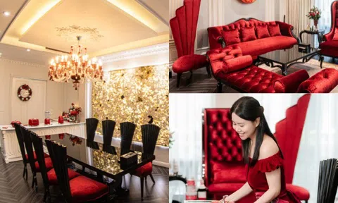 Cô gái Hà Nội tự tay thiết kế căn nhà 120m2 thành cung điện đỏ nguy nga, nội thất nhập khẩu từ Châu Âu sang trọng