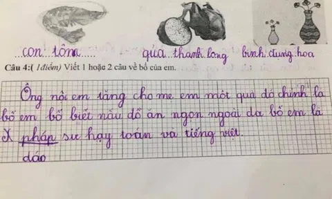 Bé lớp 2 viết văn kể chuyện ông nội tặng quà cho mẹ, chỉ 3 dòng nhưng ai đọc cũng cười ná thở