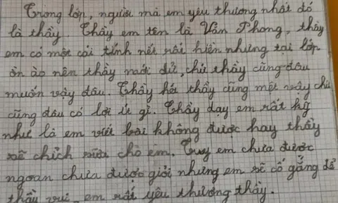 Bé tiểu học viết văn tả thầy giáo, chỉ 6 dòng nhưng đọc đến cuối ai cũng xúc động
