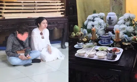 Vân Trang khóc khi dâng cơm đặt lên bàn thờ Quý Bình, đăng tâm thư: "Đâu ai biết lần gặp lúc đó là lần cuối"