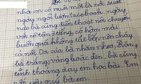 Chỉ 9 dòng văn viết về bà nội, bé học sinh khiến cõi mạng xôn xao