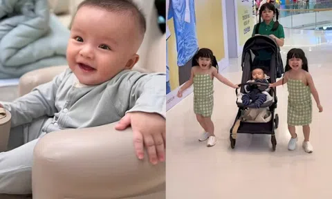 Quý tử duy nhất nhà Vân Trang đẹp trai lại hay cười, là út cưng dịu ngoan khiến 3 chị gái mê mẩn