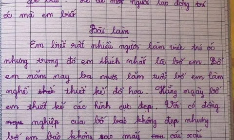 Bài văn tả “người bố lao động trí óc” của bé tiểu học đầy chân thực, cái kết khiến cô giáo ngã ngửa