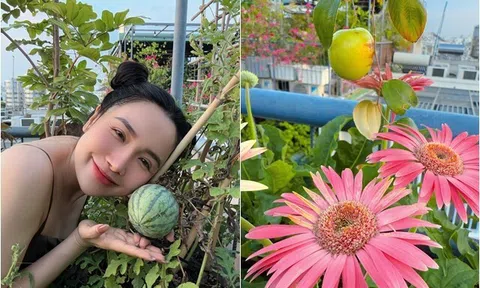 "Bà trùm nông sản" hot mạng xã hội khoe khu vườn sân thượng đủ hoa trái khiến ai cũng phát thèm