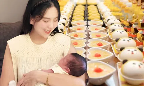 Mai Ngọc dọn tiệc đầy tháng hoành tráng cho quý tử, được mẹ chồng giàu có tự tay trang trí tiệc mừng cháu nội