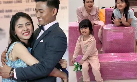 Vân Trang mở thùng đồ Quý Bình tặng cách đây 3 năm, món quà khiến 3 ái nữ hào hứng gọi tên "ba Bình"