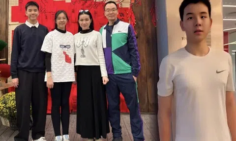 Con trai Hoa hậu Thùy Lâm mới 14 tuổi đã cao 1m86, được bố Tiến sĩ dẫn đi tập gym mỗi tuần