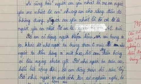 Viết văn so sánh bố mình và “bố người ta”, bé lớp 5 nhận điểm 10 tròn trĩnh, lời phê của cô giáo gây chú ý