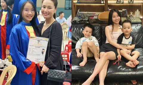 MC Thành Trung cảm ơn "2 mẹ của các con" trong ngày bế giảng, ái nữ ở xa vẫn thân thiết với 2 em kém 9 tuổi