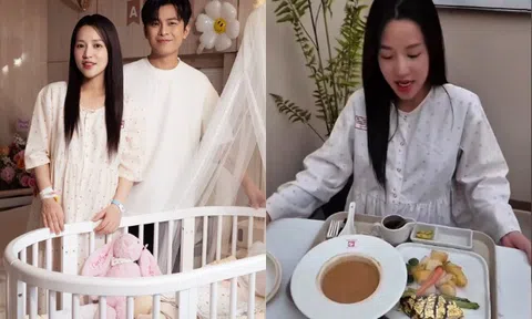 Puka đi sinh con sướng như bà hoàng, Gin Tuấn Kiệt cho vợ ở phòng rộng hệt resort, ăn thịt bò dát vàng
