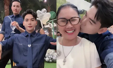 Thanh Đoàn tổ chức sinh nhật linh đình mời dàn sao tham dự, ôm hôn thắm thiết bố mẹ Hà Trí Quang