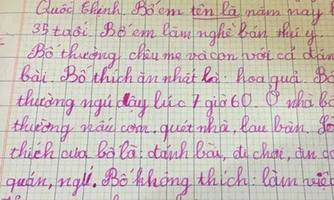 Bé học sinh viết văn kể về người bố làm nghề thú y, chỉ 10 dòng nhưng ai đọc xong cũng ngán ngẩm