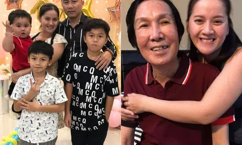 Con gái NSƯT Vũ Linh khoe ảnh tình tứ bên chồng, con rể "ông hoàng cải lương" là "vệ sĩ" cho vợ và 5 con
