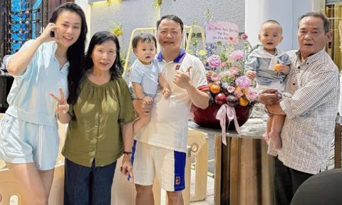 Shark Bình ăn mừng cùng bố Đại tá trong biệt thự, khoe cảnh con dâu Phương Oanh rạng rỡ bên gia đình chồng