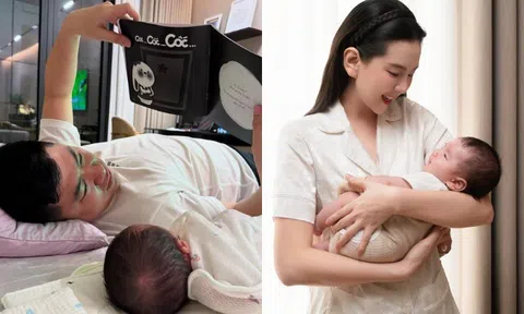 Cảnh chồng thiếu gia của Mai Ngọc chơi đùa với con trai trong biệt thự, quý tử 2 tháng tuổi rõ nét tuấn tú