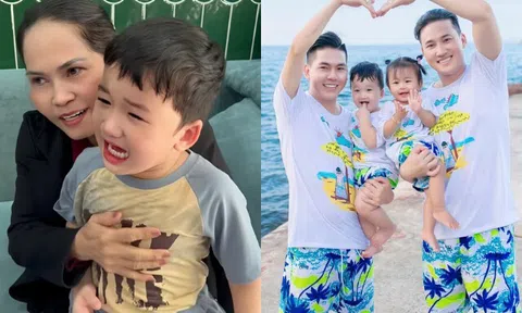 Con trai Hà Trí Quang khóc nấc khi chia xa bố mẹ của Thanh Đoàn, ông bà nội miền Tây rưng rưng dỗ cháu