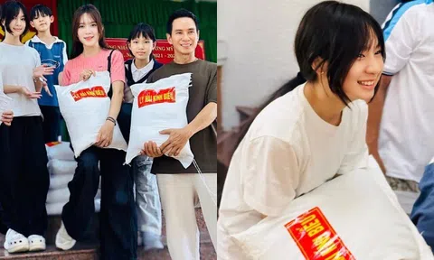 Lý Hải đưa gia đình về quê làm từ thiện sau sáp nhập, 2 ái nữ khệ nệ bê gạo nhận "mưa lời khen"