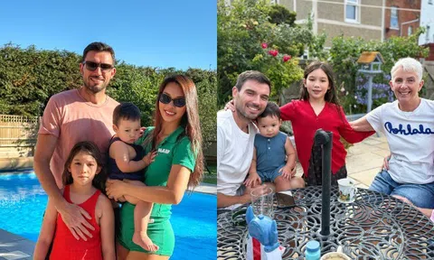 Hà Anh "nai lưng bù đầu" khi đưa con về quê chồng ở Anh, 2 con lai Tây góp nhặt nét đẹp của bố mẹ
