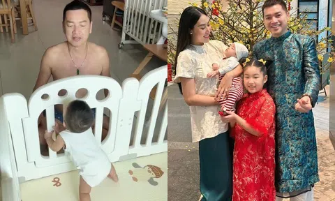Quang Minh khoe cảnh bình yên khi tập đứng cho quý tử, từng thương con thiệt thòi khi sinh ra lúc bố đã U70