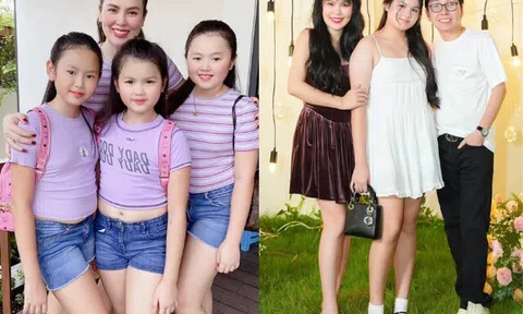 Phương Lê có 3 ái nữ cực xinh trước khi sinh con cho NSƯT Vũ Luân, bố dượng tự hào khoe con riêng của vợ