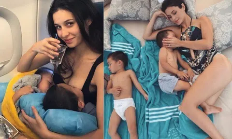 Gái trẻ "gây sốt" với cảnh cho cặp song sinh bú trên máy bay, hoá ra từng nổi danh mẹ bỉm sexy nhất mạng xã hội