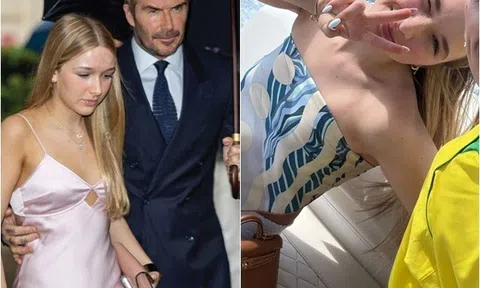 Mới 14 tuổi, con gái David Beckham lại gây xôn xao khi khoe mặc váy bó sát hở vai trần, Victoria lập tức vào "trêu"
