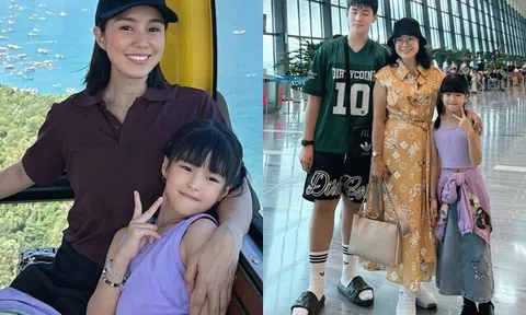 Lê Phương được chồng trẻ chi tiền cho đi du lịch, khoe con trai riêng như "khổng lồ" bên em gái nửa huyết thống