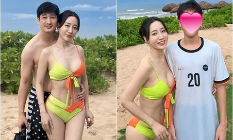 Người yêu xinh đẹp của diễn viên Ngọc Quỳnh mặc bikini nóng bỏng bên bạn trai và con riêng, gây tranh cãi vì một điều
