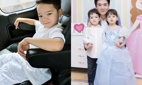 Cháu trai duy nhất của Bầu Hiển điển trai với kiểu tóc chảnh sả, có dáng ngồi "chủ tịch" chuẩn bản sao của bố và ông nội