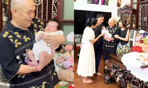 NSƯT Xuân Hinh mừng đầy tháng cháu ngoại trong cơ ngơi chục tỷ, khoe cảnh cùng ông bà sui gia bế bồng "cục vàng"