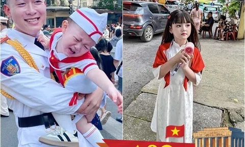 Khoảnh khắc đáng yêu của những em bé đi cổ vũ A80: Con gái HH Đỗ Mỹ Linh, DV nhí Cherry An Nhiên nổi bật trên phố