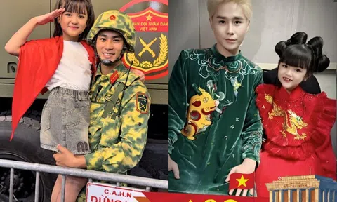 "Con gái Tăng Duy Tân" đi cổ vũ concert quốc gia, mắt to môi đỏ "nổi bần bật" trên tay chiến sĩ diễu binh A80