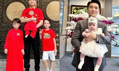 Cháu nội chào đời ở Mỹ của Bầu Hiển đón lễ 2/9 cùng anh chị, bố được "nở mũi" vì "nếp, tẻ" đều xinh yêu