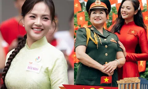 Trưởng khối dẫn đầu diễu hành tại A80 là "Đối thủ màn ảnh" của Phương Oanh, xinh đẹp nhờ gen từ mẹ là Thượng tá