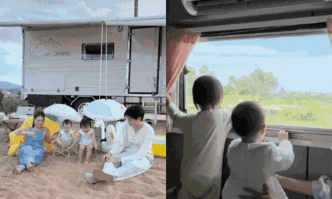 Phú bà Việt Lucie Nguyễn đưa 2 con gái ra Hà Nội xem diễu binh A80, vượt 1700km bằng nhà xe di động gây choáng