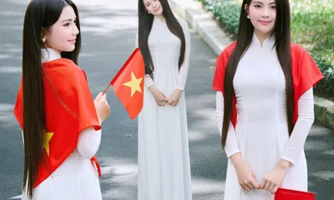 Con gái Quyền Linh mặc áo dài đón Lễ 2/9, dáng đẹp chuẩn Hoa hậu tương lai, mẹ cũng vào khen
