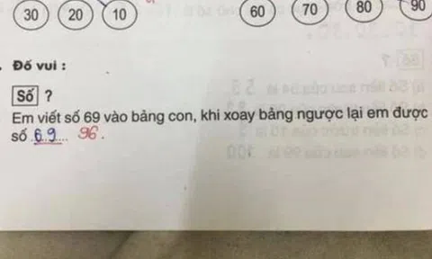 “Xoay ngược số 69 được số nào?”, bài toán tiểu học gây tranh cãi, học sinh đưa đáp án 69, giáo viên sửa lại 96