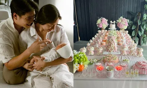 Ngô Thanh Vân U50 lần đầu làm tiệc đầy tháng kỳ công cho con gái, ông xã sinh ở trời Tây thành tâm thắp hương