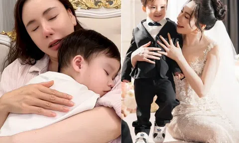 Hồ Quỳnh Hương ru con trong biệt thự riêng, quý tử tuấn tú ngủ ngon trong lòng mẹ trông cực yêu