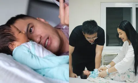 Hoa hậu Ngọc Hân rèn kỷ luật cho con trai từ sớm, "em bé ngoại giao" được bố mẹ thay phiên cho học bài