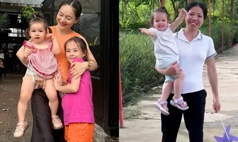 Lan Phương tranh thủ từng phút để chăm 2 con khi đi quay phim, có bảo mẫu theo sát giúp đỡ
