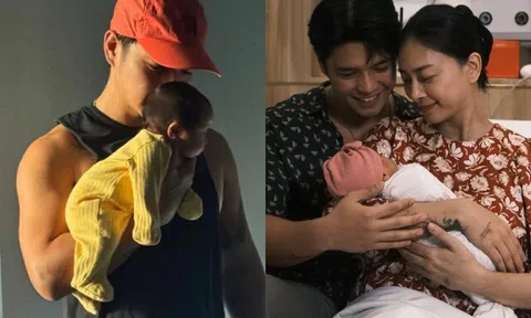 Chồng Ngô Thanh Vân khoe cảnh bế con gái đầu lòng bằng 1 tay, ái nữ sở hữu má "bánh bao" đáng yêu hết nấc