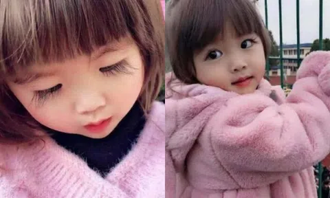 Bé gái 2 tuổi khiến cõi mạng kinh ngạc với hàng lông mi dài 3cm, lộ rõ mặt mới thấy đẹp như tiên tử