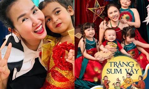 Trung thu nhà sao Việt: 2 con lai Ấn của Võ Hạ Trâm lên đồ trẩy hội, 4 con Vân Trang rước đèn trong biệt thự 1.000m2
