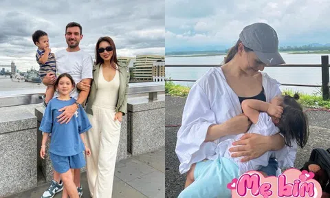 Khi mẹ bỉm Vbiz nuôi con lai Tây "chạy show": Hà Anh chu toàn mọi thứ, Lan Phương cho ái nữ ti sữa ở trường quay