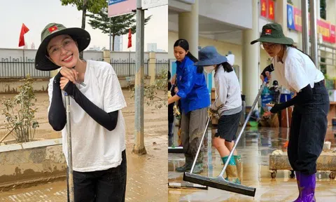 Mặc áo trắng đi dọn bùn sau lũ ở Thái Nguyên, Hoa hậu sinh năm 2003 bị nói "làm màu"