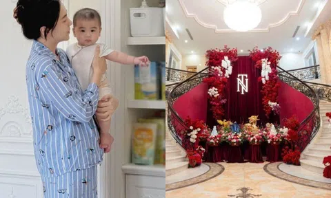 MC Mai Ngọc bế con trai về thăm ông bà nội ở Bắc Ninh, bên trong biệt thự nhà chồng lung linh như lâu đài